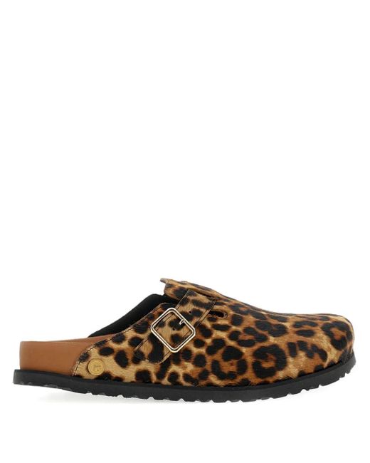 Birkenstock Brown Leopard Buckle Mules for men