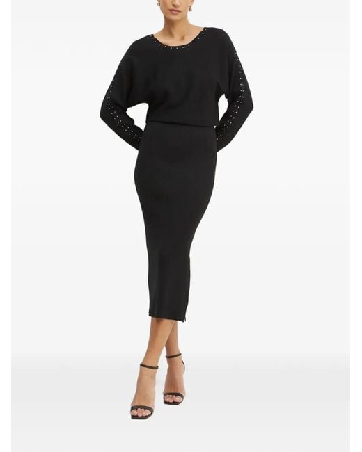 Morgan Black Studded Ribbed Dress