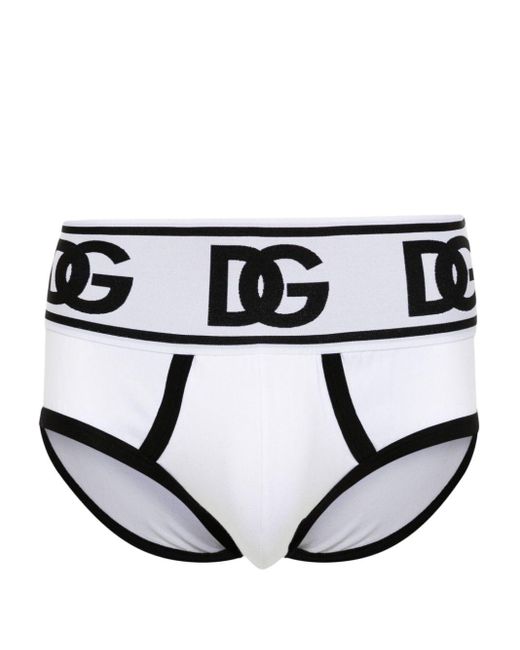 Dolce & Gabbana White Logo-waistband Briefs for men