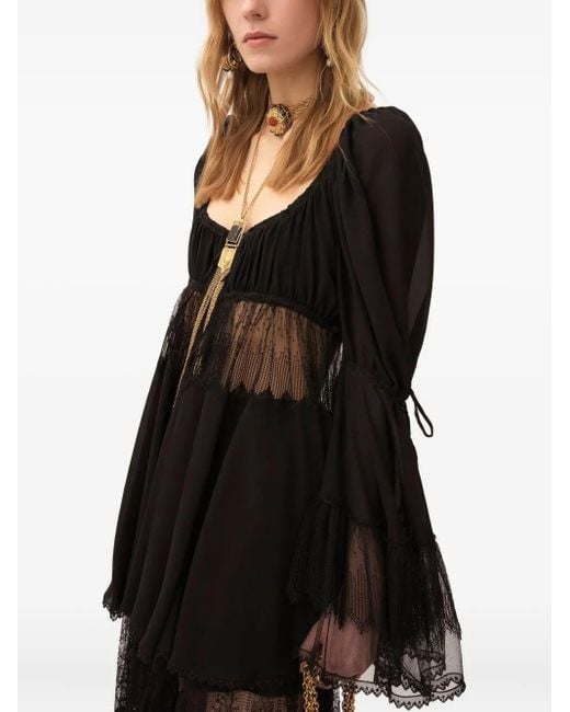 Chloé Blouse Met Pofmouwen En Diepe Ronde Hals in het Black