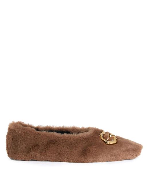 Giuseppe Zanotti Brown Lucreciia Faux Fur Loafers