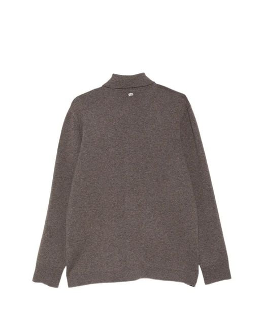 Agnona Brown Cardigan Boutonné À Col Polo for men