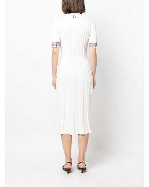 Thom Browne White Kleid mit Falten