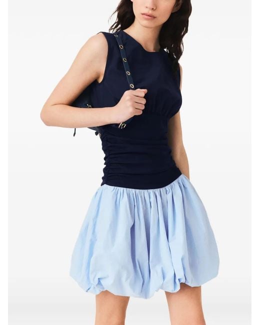 Maje Blue Bubble-Skirt Mini Dress