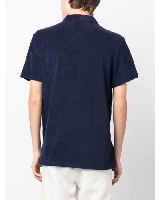 Vilebrequin Blue Phoenix Terry Short-Sleeved Polo Shirt for men