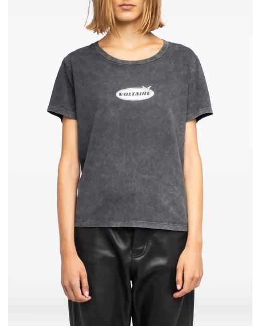 Zadig & Voltaire Gray Alys Hc Motocross Strass