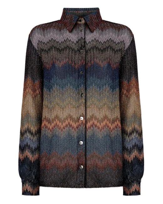 Missoni Black Chevron-Pattern Metallic Shirt