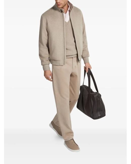 Zegna Natural Cashmere Zip-Fastening Bomber Jacket for men