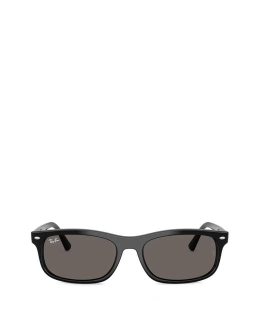 Ray-Ban Gray Rectangle-Frame Sunglasses