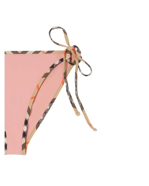 Burberry Pink Bikini Bottoms With Checked Edges