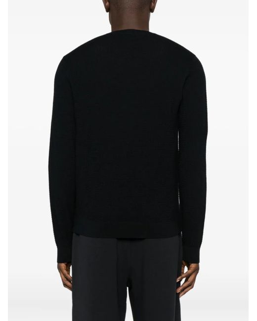 Emporio Armani Black Textured Round-Neck Sweater for men