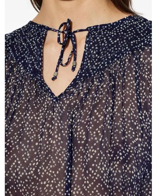 Isabel Marant Blue Neslya Ruffled Printed Top