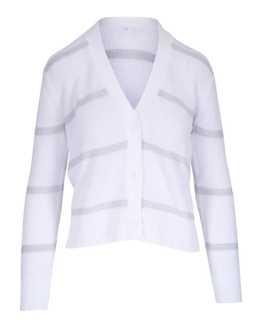 Kinross Cashmere ストライプ カーディガン White