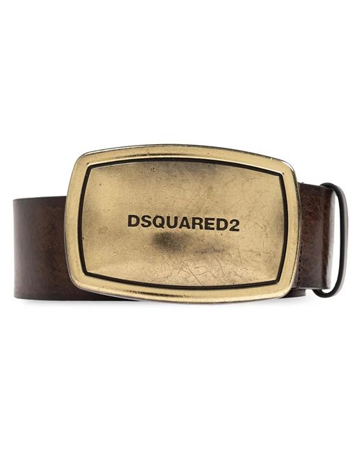 DSquared² Natural Logo-Plaque Buckle Belt for men