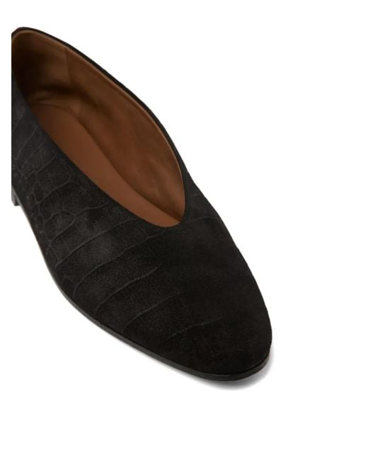 Marsèll Black Scivolo Crocodile-Effect Ballet Flats