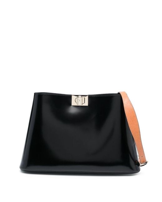Furla Small Fleur Leather Shoulder Bag in Black | Lyst