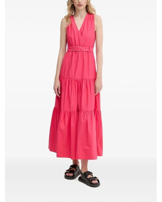 Vestido Midi Con Cinturón Morgan de color Pink