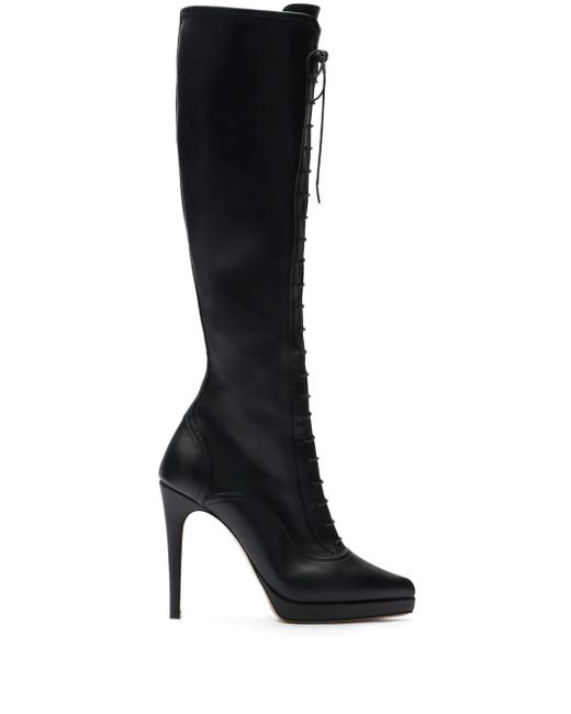 Casadei Women's Black 100Mm Michelle Laced Boots