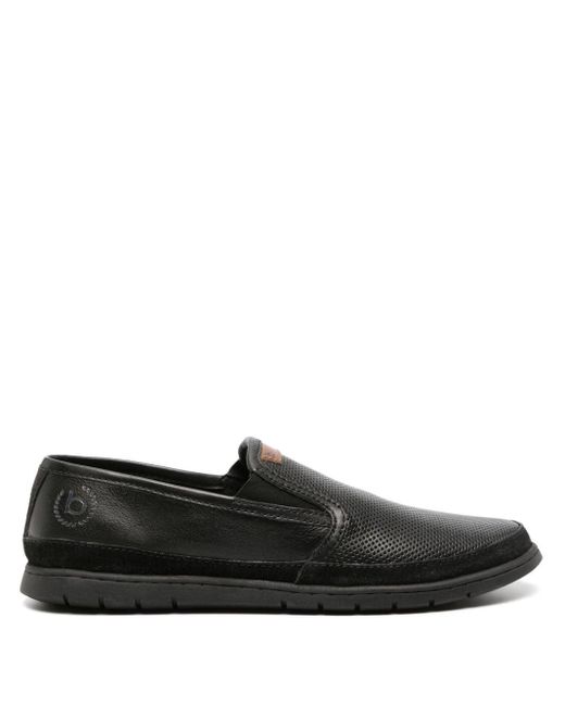 Bugatti Black Crooner Perforated Leather Loafers for men