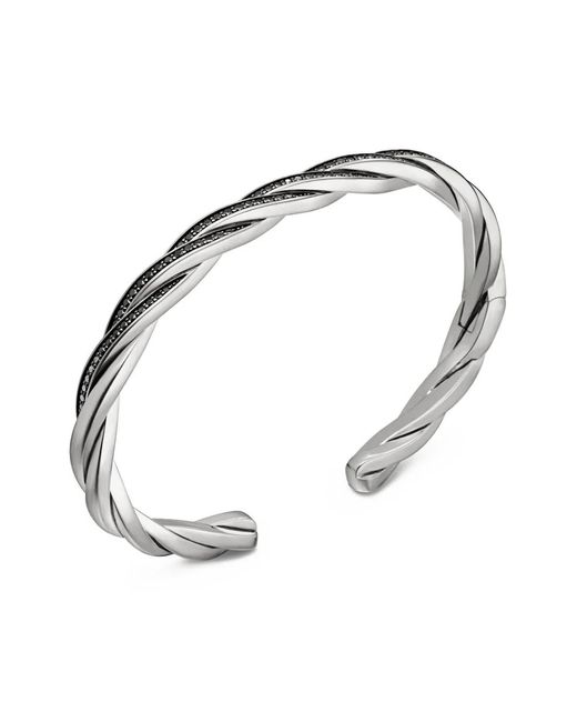 David Yurman White Sterling Dy Helios Cuff Bracelet (6Mm) for men