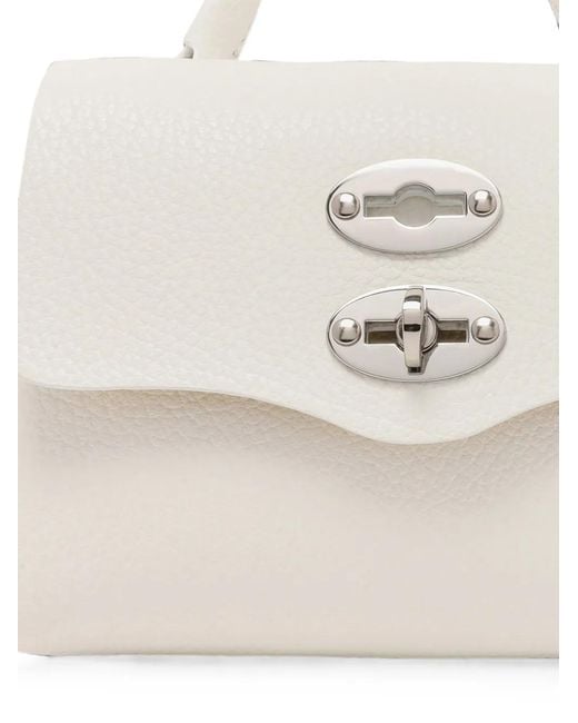 Zanellato White Sbaby Postina Stud-Embellished Leather Mini Bag