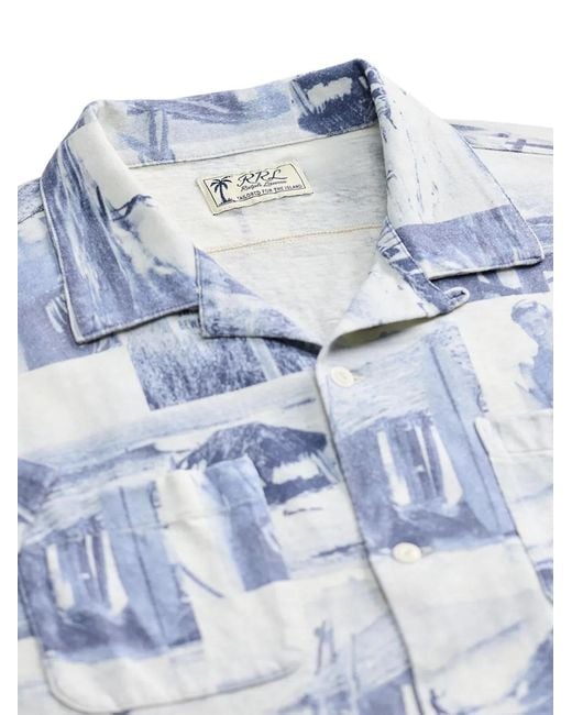 RRL Blue Chemise Imprimée À Manches Courtes for men