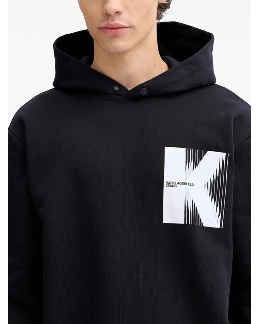 Karl Lagerfeld Blue Graphic-Print Hoodie for men