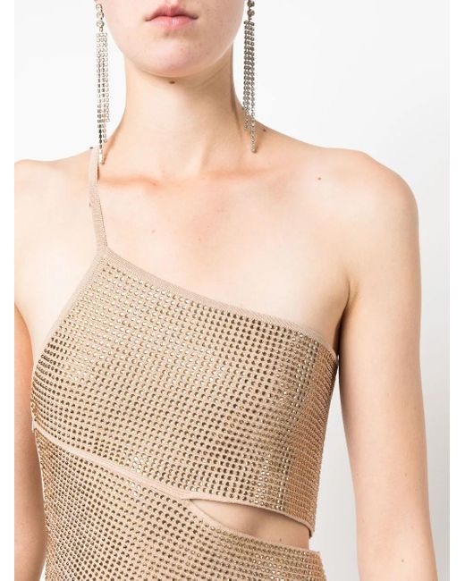 ANDREADAMO Natural Crystal-Embellished Asymmetric Dress