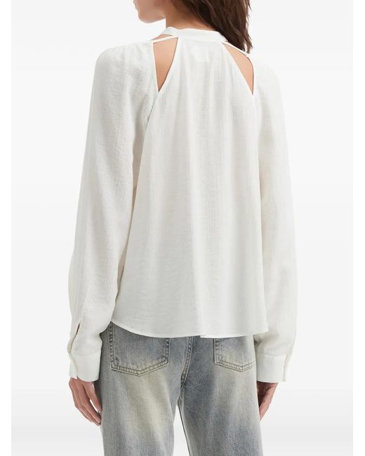 B+ AB White Cut-Out Long-Sleeve Shirt