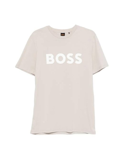 Boss White Logo-Detail T-Shirt for men