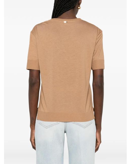 Camiseta Con Cuello Redondo Herno de color Natural