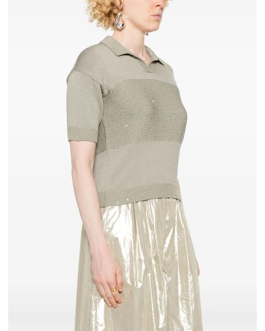 Peserico Gray Sequin-Embellished Top