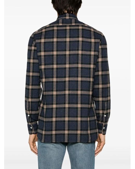 Camicia A Quadri di Barba Napoli in Blue da Uomo
