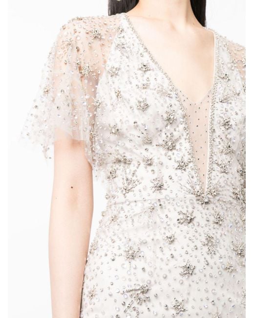 Jenny Packham White Sofie Crystal-embellished Gown