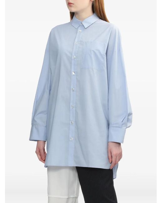 Enfold Blue Draped-Back Shirt