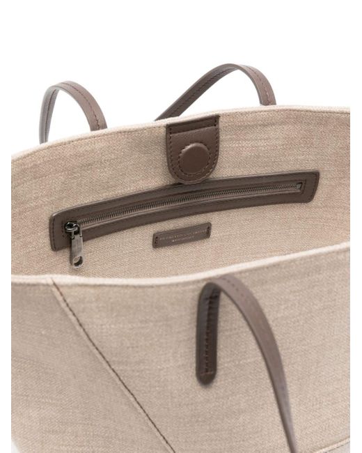 Brunello Cucinelli Natural Monili Chain-detail Cotton Linen Tote Bag