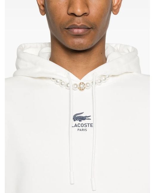 Lacoste White Cotton Fleece Hoodie