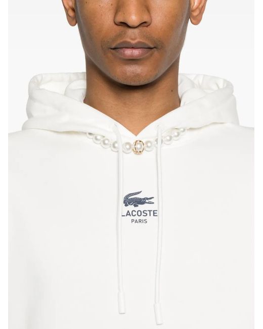 Lacoste White Cotton Fleece Hoodie