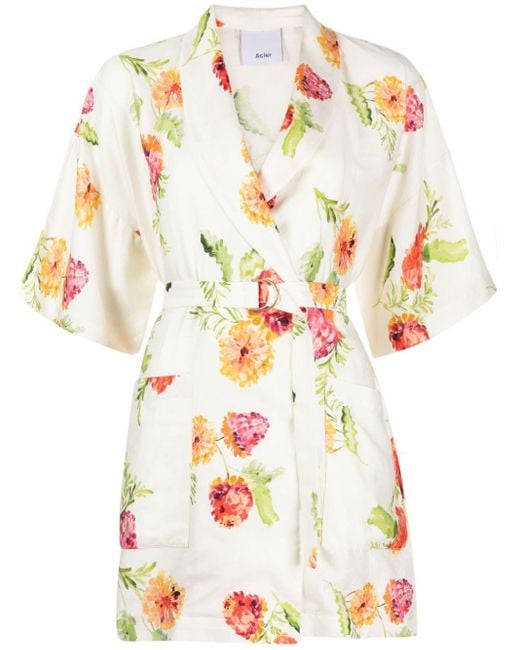 Acler White Kirralee Kleid mit Blumen-Print