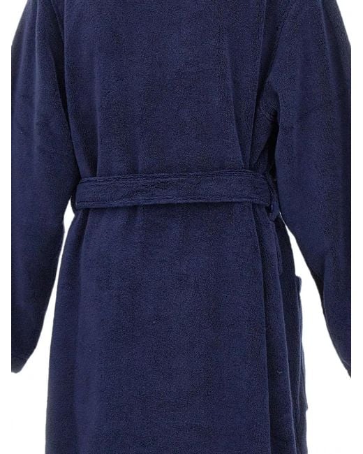 Polo Ralph Lauren Blue Embroidered-Logo Kimono-Style Bathrobe for men