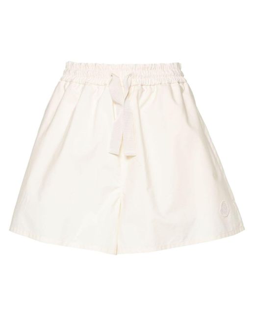 Moncler White Logo-appliqué Poplin Shorts