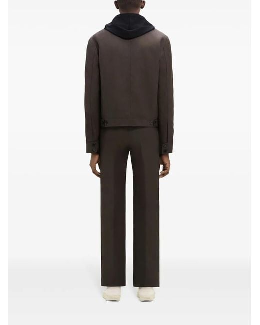 Courreges Brown Twill-Weave Straight-Leg Trousers for men