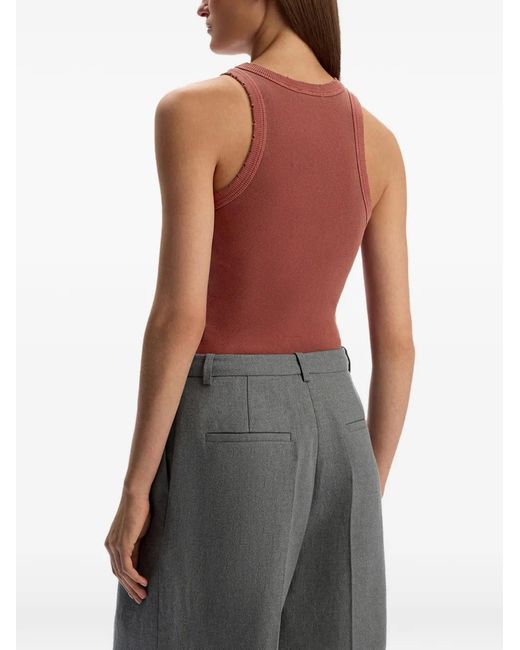 12 STOREEZ Red Garment-Dyed Ribbed Tank Top