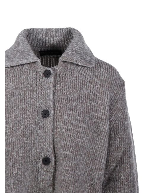 Fabrizio Del Carlo Gray Button-Fastening Cardigan