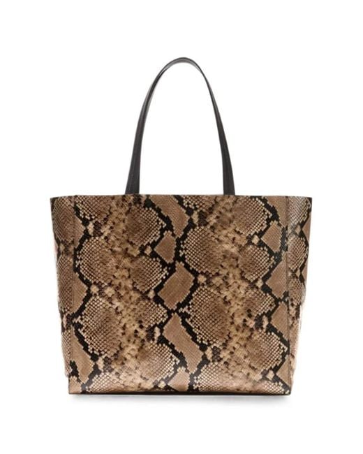 Nili Lotan Brown Keith Snakeskin-Effect Medium Shoulder Bag