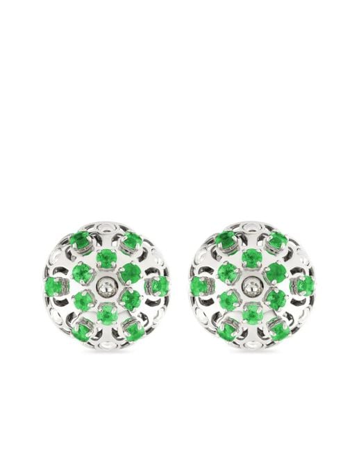 Officina Bernardi Green 18Kt Damasco Emerald Stud Earrings