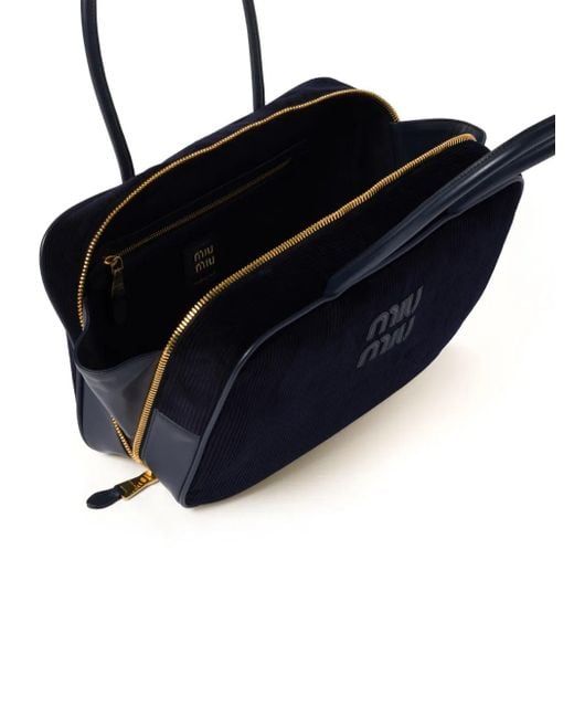 Miu Miu Blue Corduroy Beau Shoulder Bag