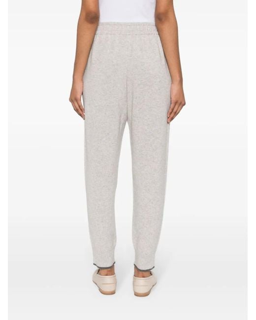 Brunello Cucinelli Gray Mid-Rise Cashmere Track Trousers