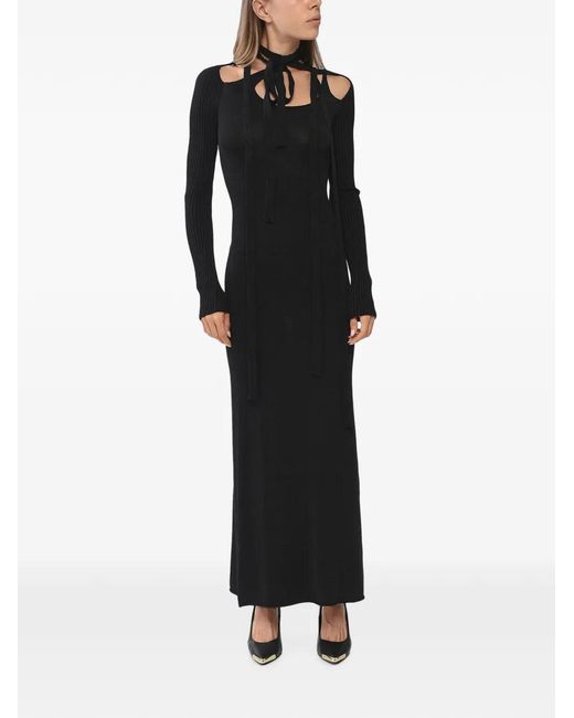 Y. Project Black Tie-Neck Cut-Out Maxi Dress