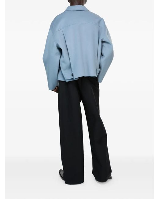 Acne Blue Zip-Up Wool Jacket for men